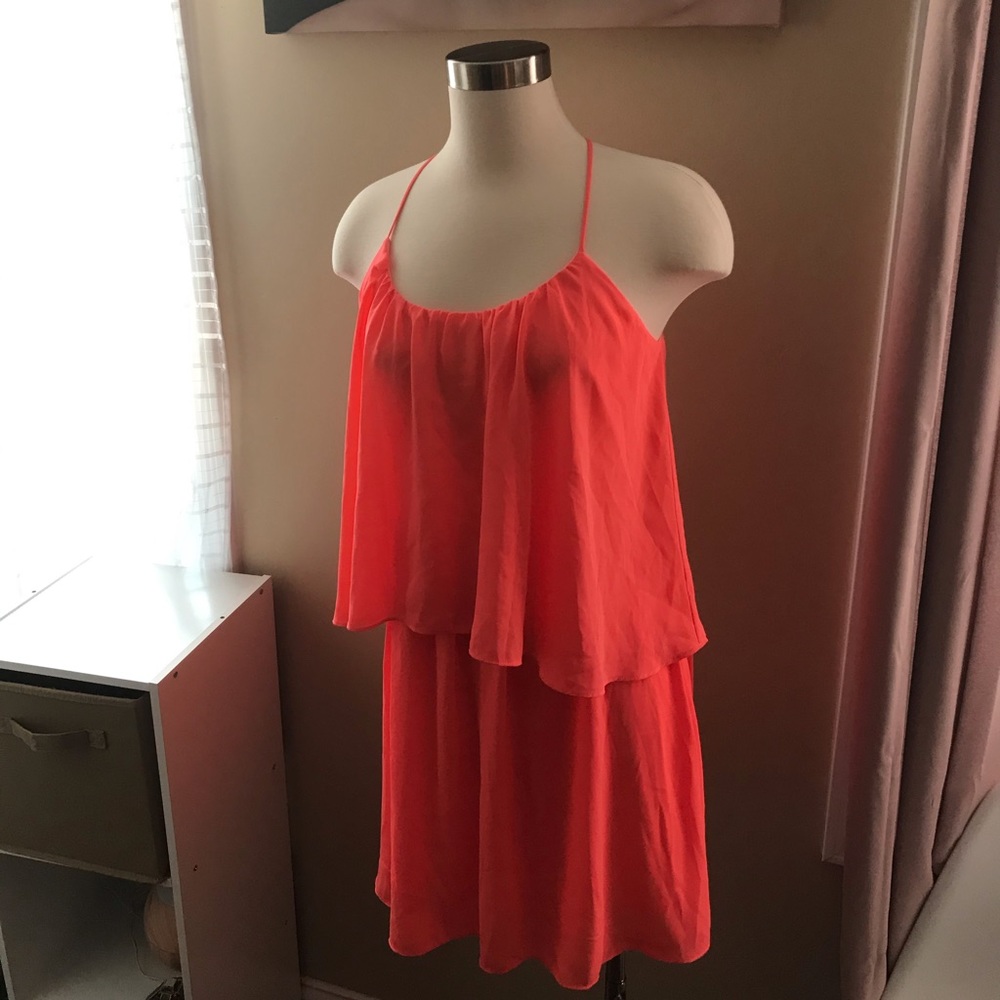 Coral Strappy Layered Nymphe Dress